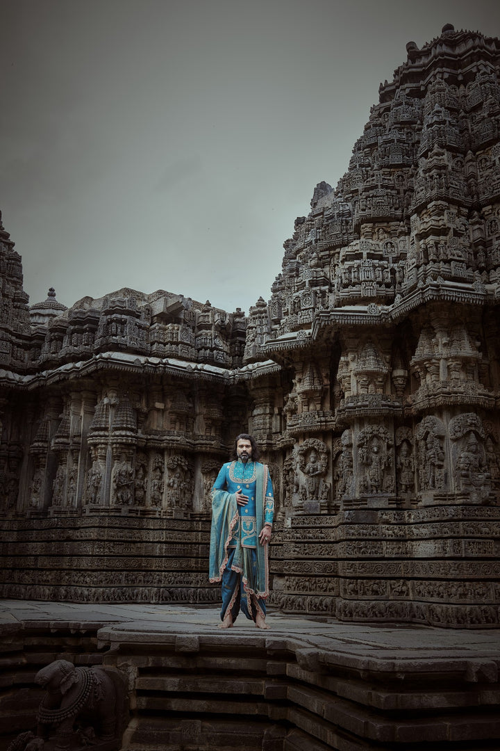 Teal Sherwani