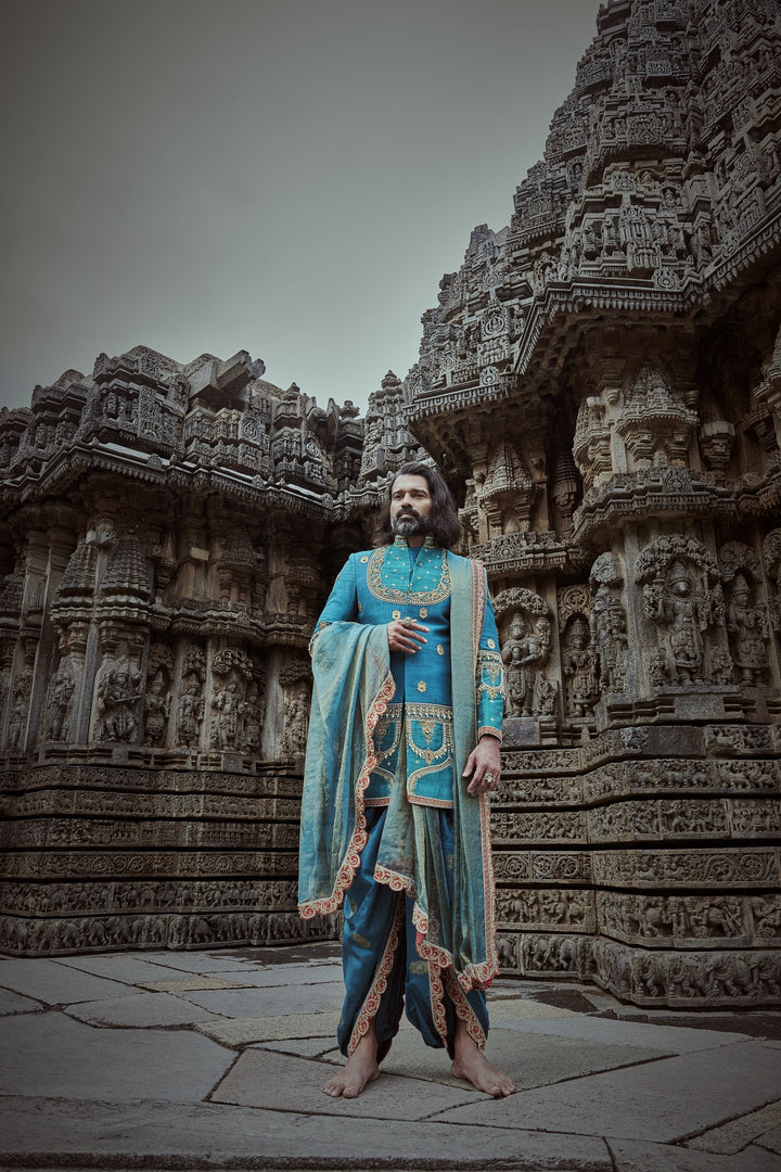Teal Sherwani