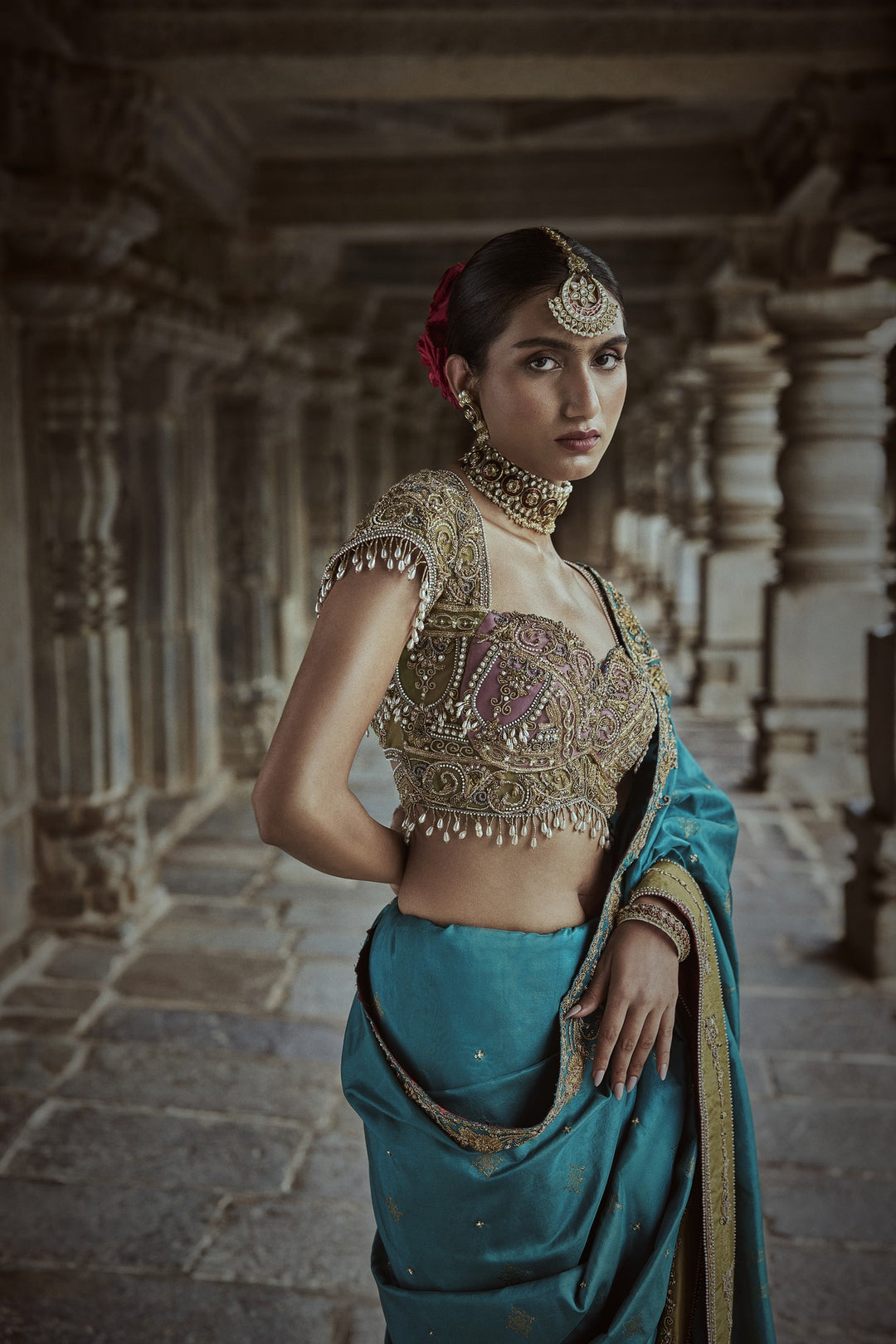 Ash Blue Saree