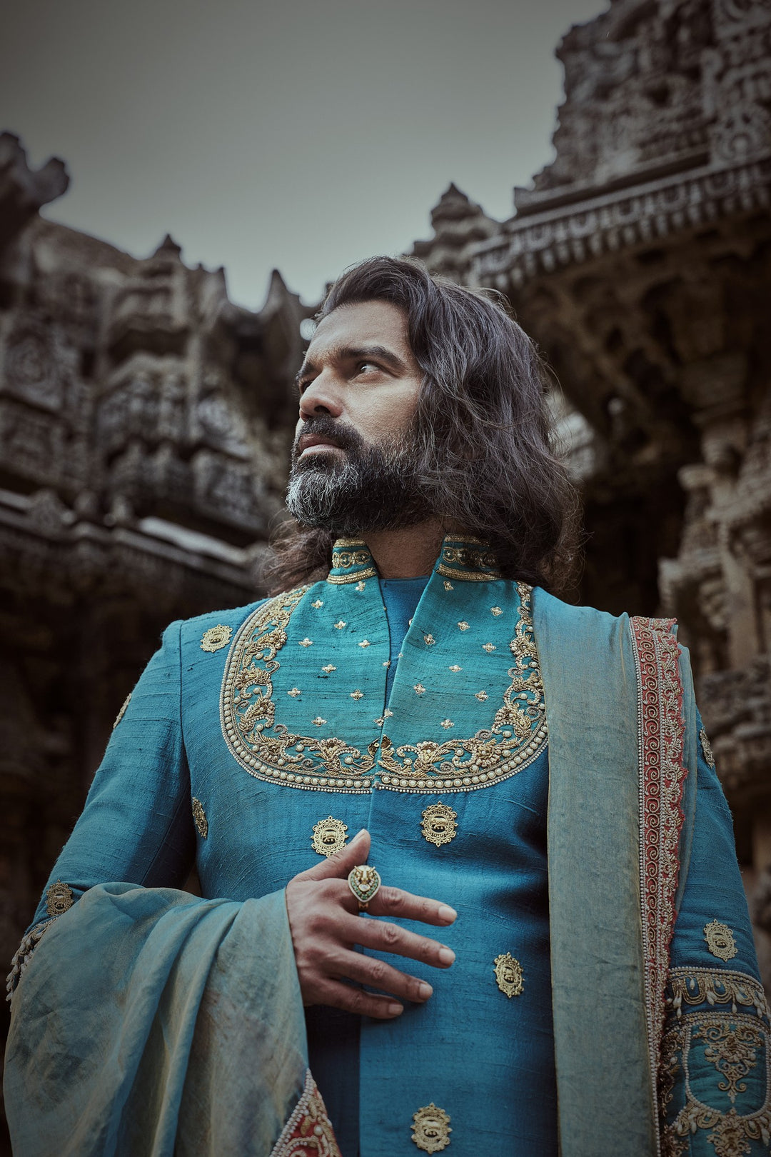 Teal Sherwani