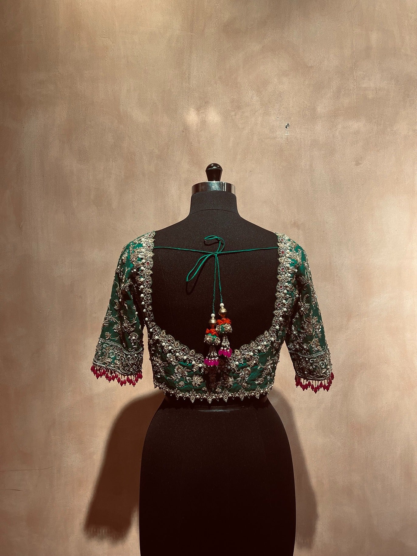 Jewel neck zardosi floral blouse