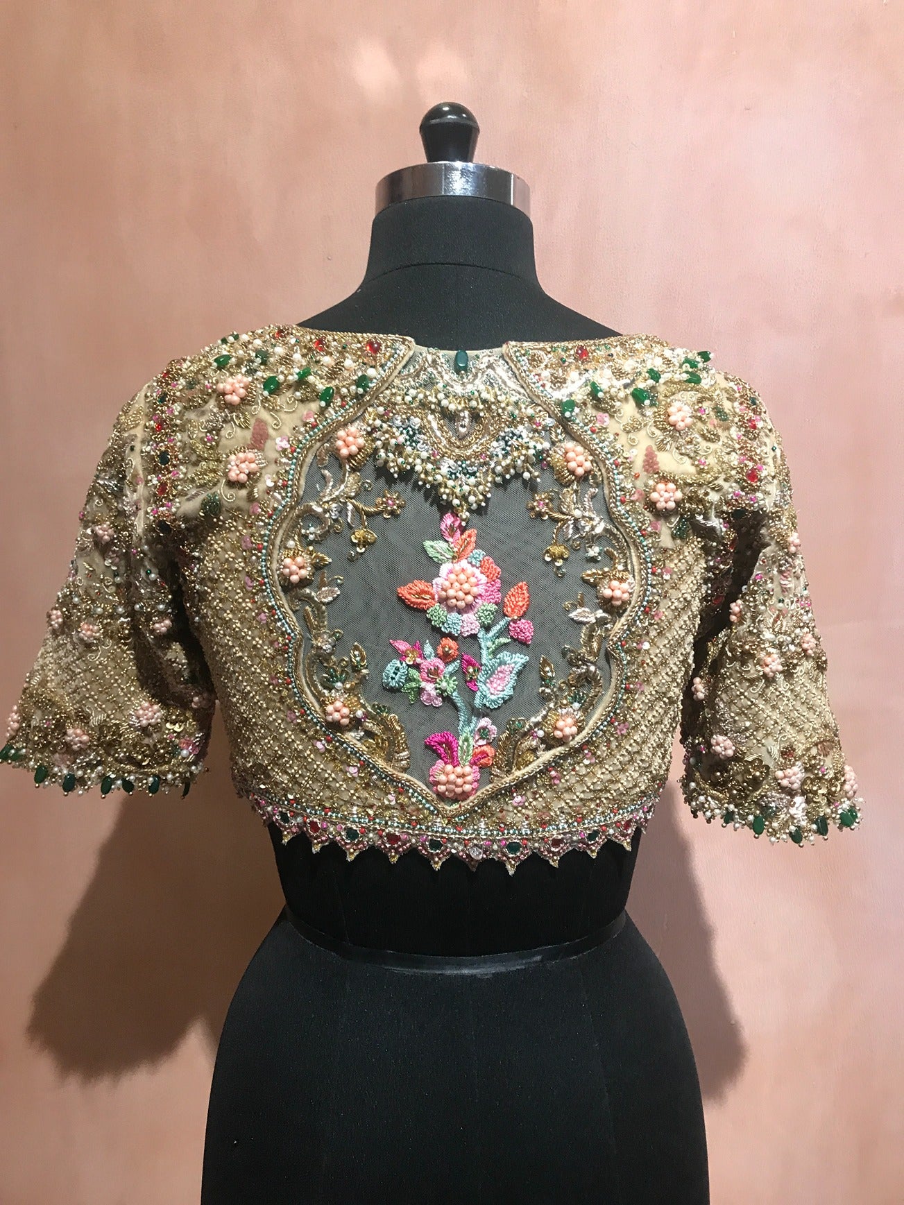 Intricate 3d floral zardosi blouse