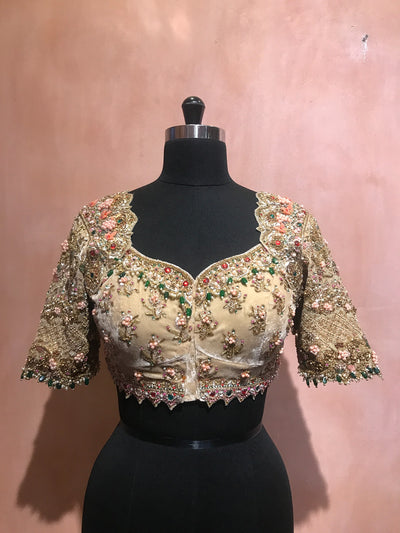 Intricate 3d floral zardosi blouse
