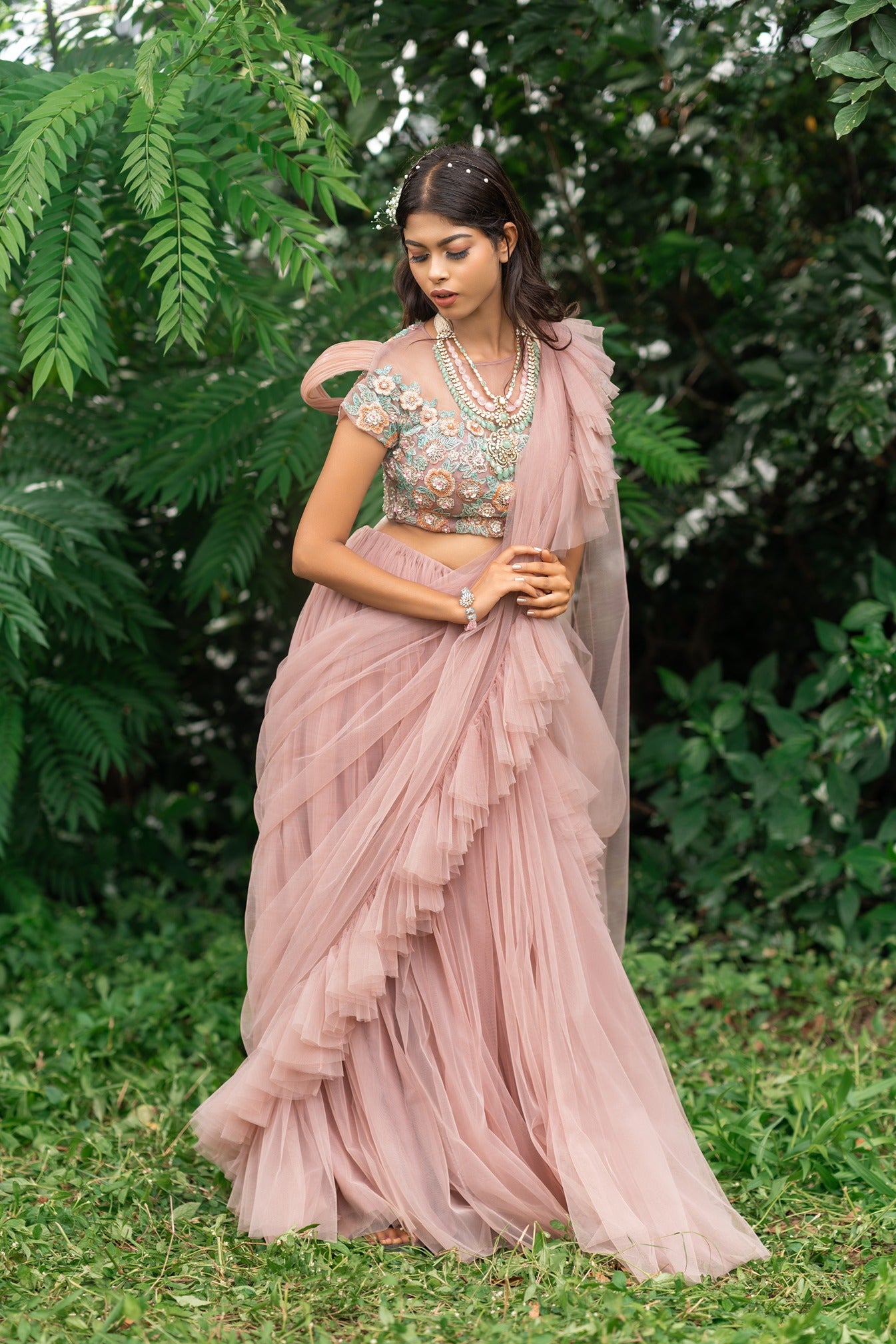 Daffodil- Nude Saree Set