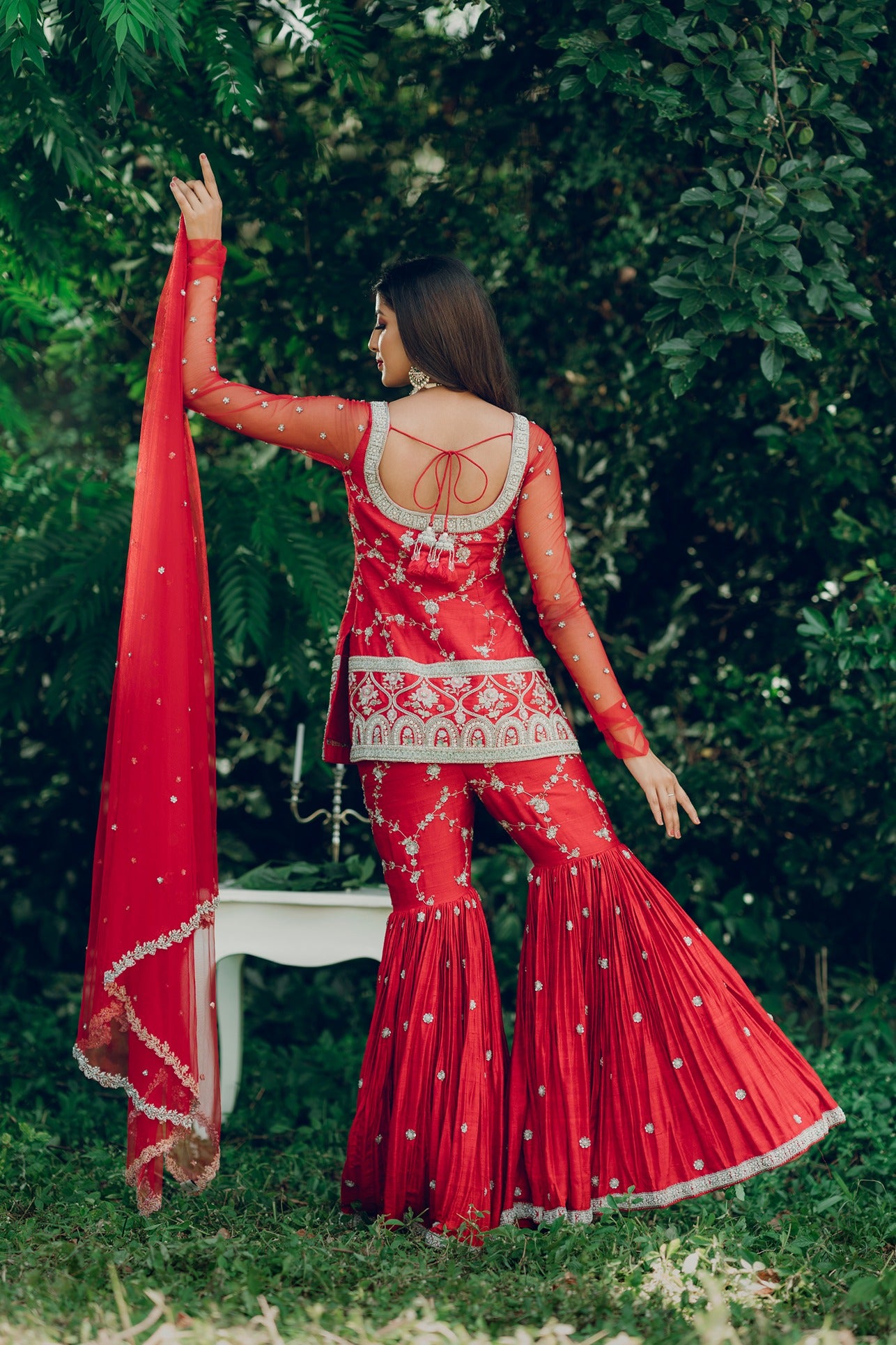 Peony- Red Sharara Set