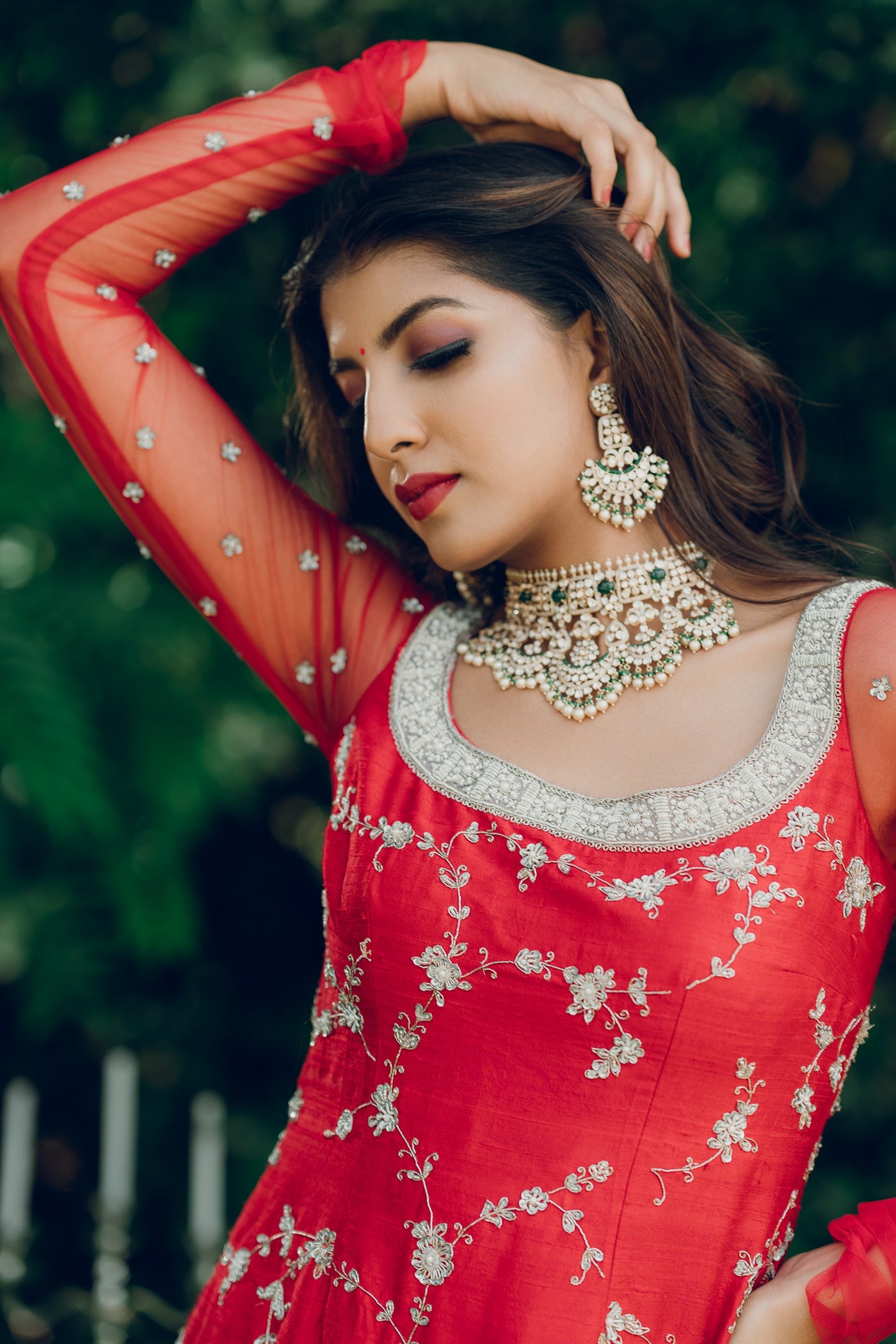 Peony- Red Sharara Set