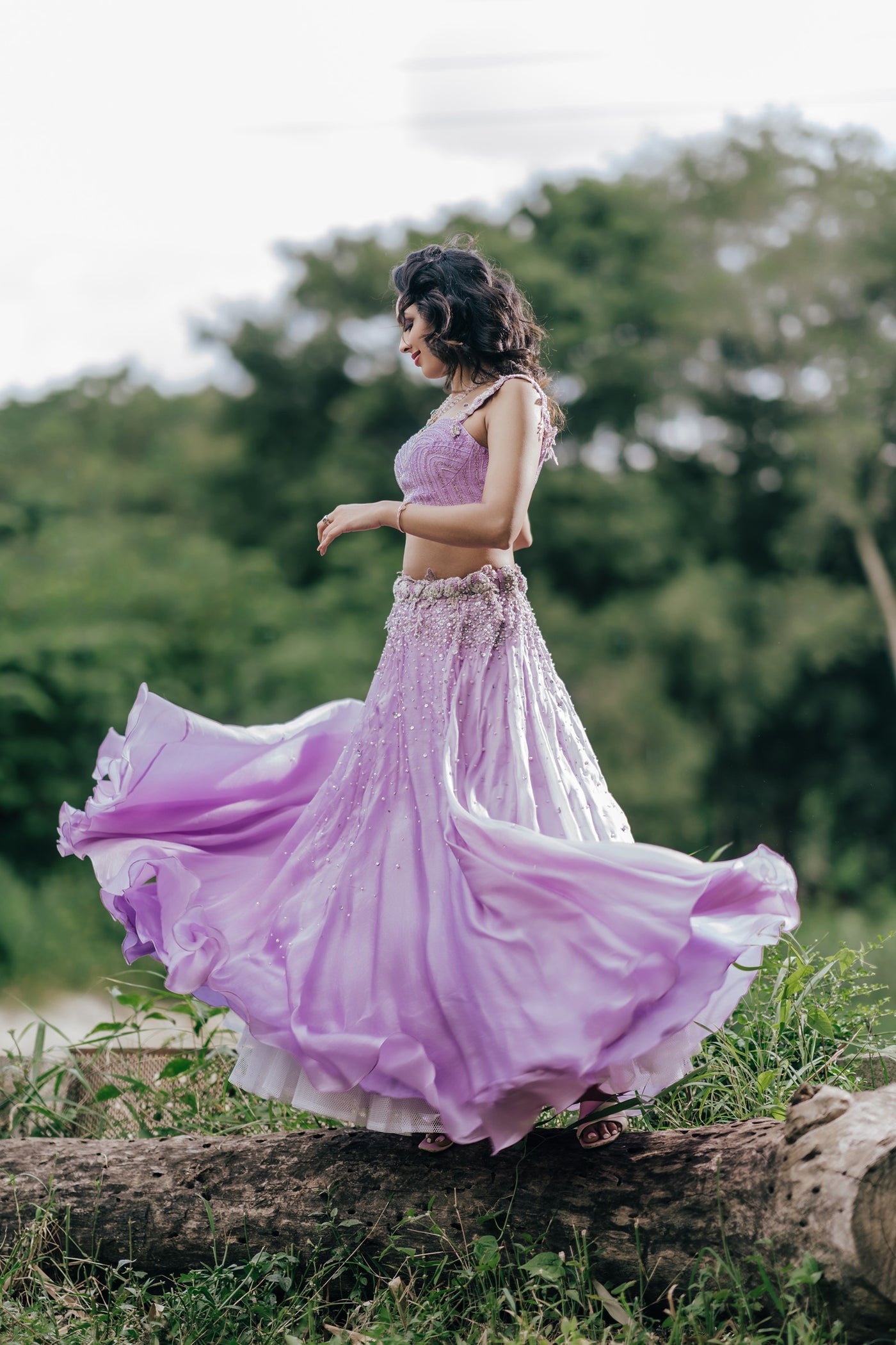 Puple Tear- Lavender Skirt & Crop Top Set