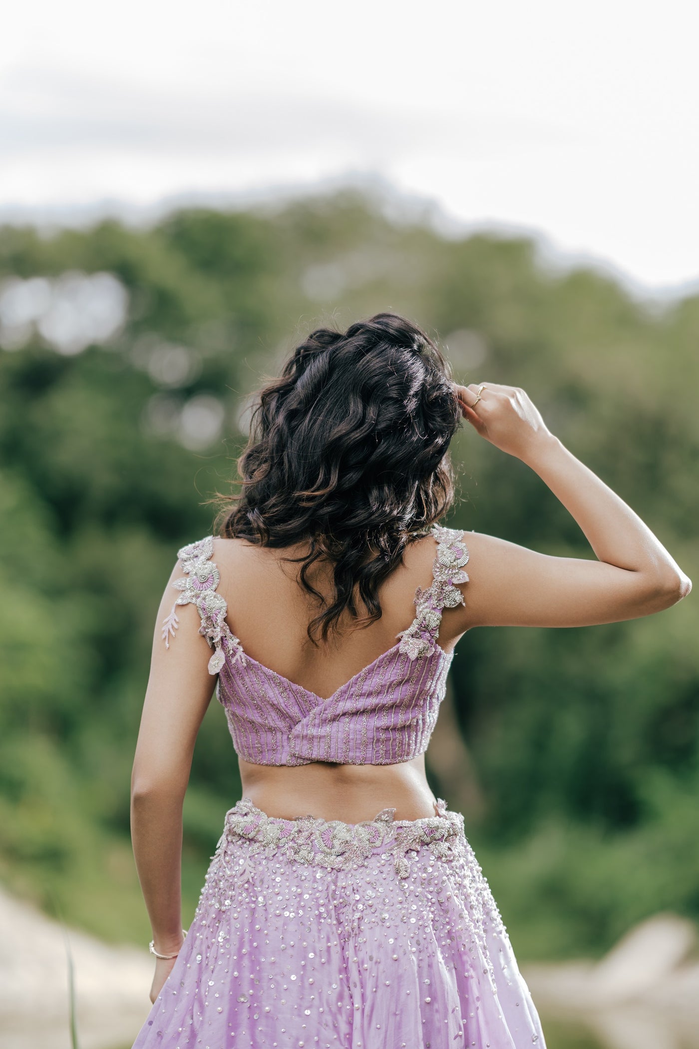 Puple Tear- Lavender Skirt & Crop Top Set