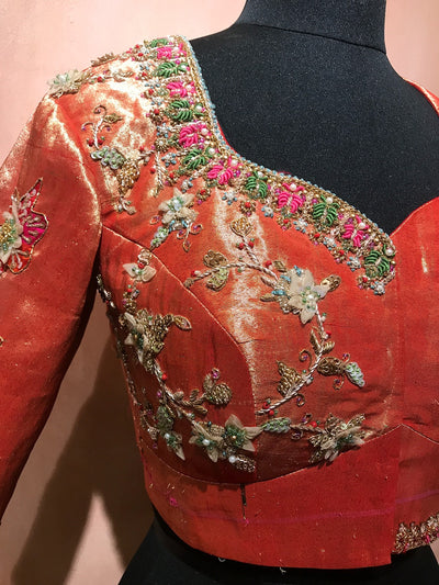Tissue Bird motif embroidered blouse