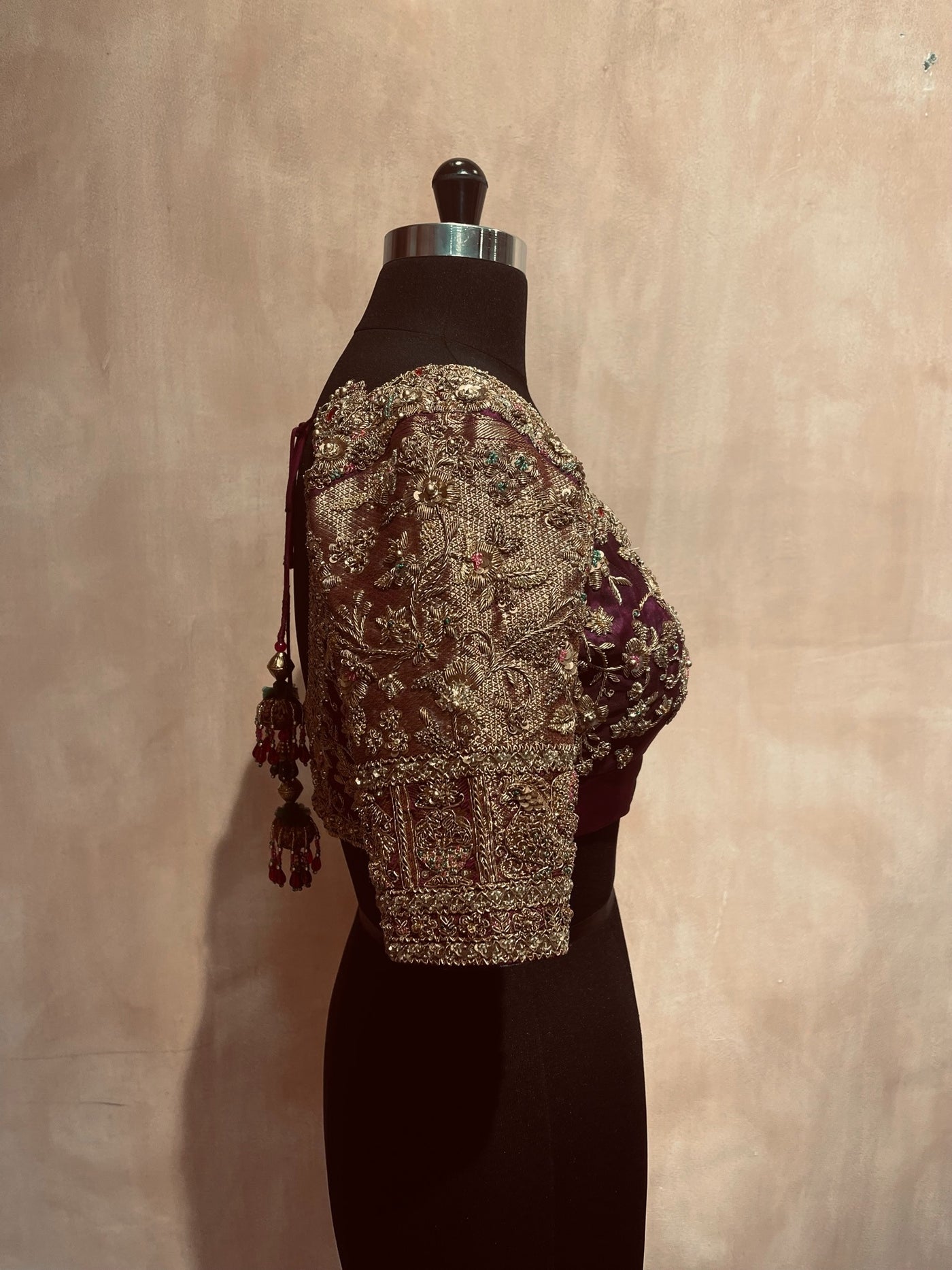 Floral and jewel embroidered blouse