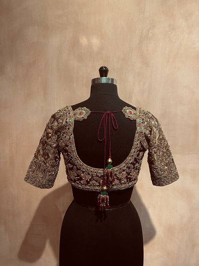 Floral and jewel embroidered blouse