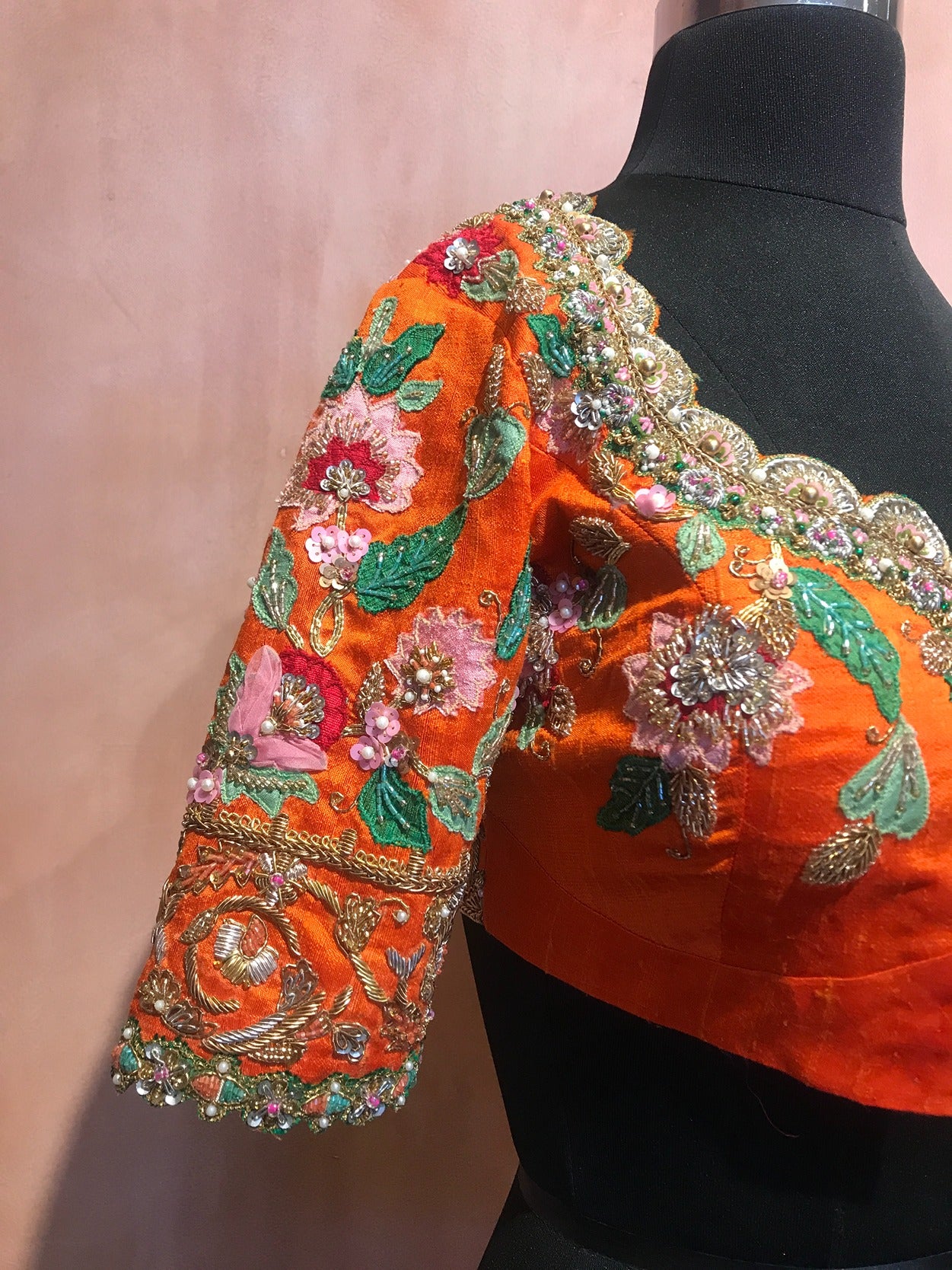 Floral sequin & Applique work blouse
