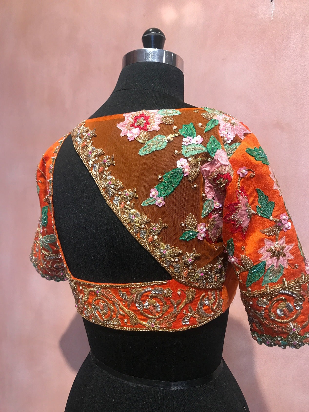Floral sequin & Applique work blouse