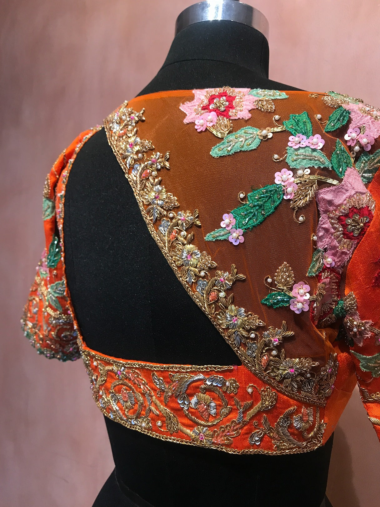 Floral sequin & Applique work blouse