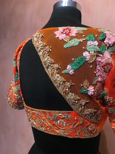 Floral sequin & Applique work blouse