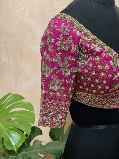 Zardosi & Sequin floral embroidered blouse