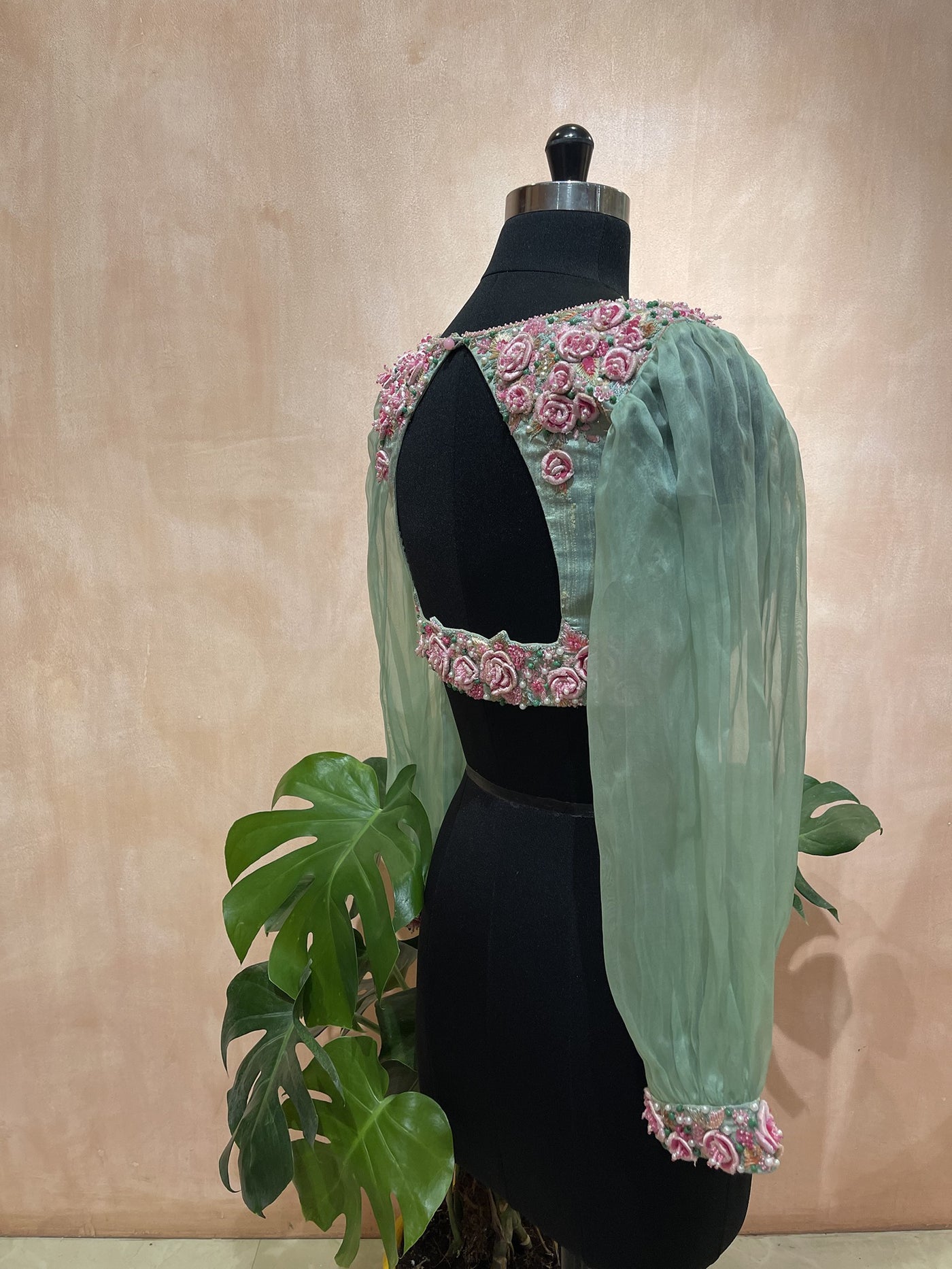 3D floral embellished  blouse