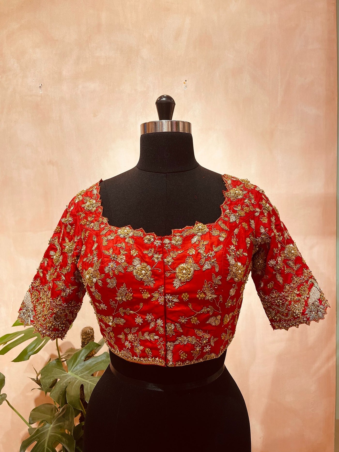 Floral zardosi embroidered blouse