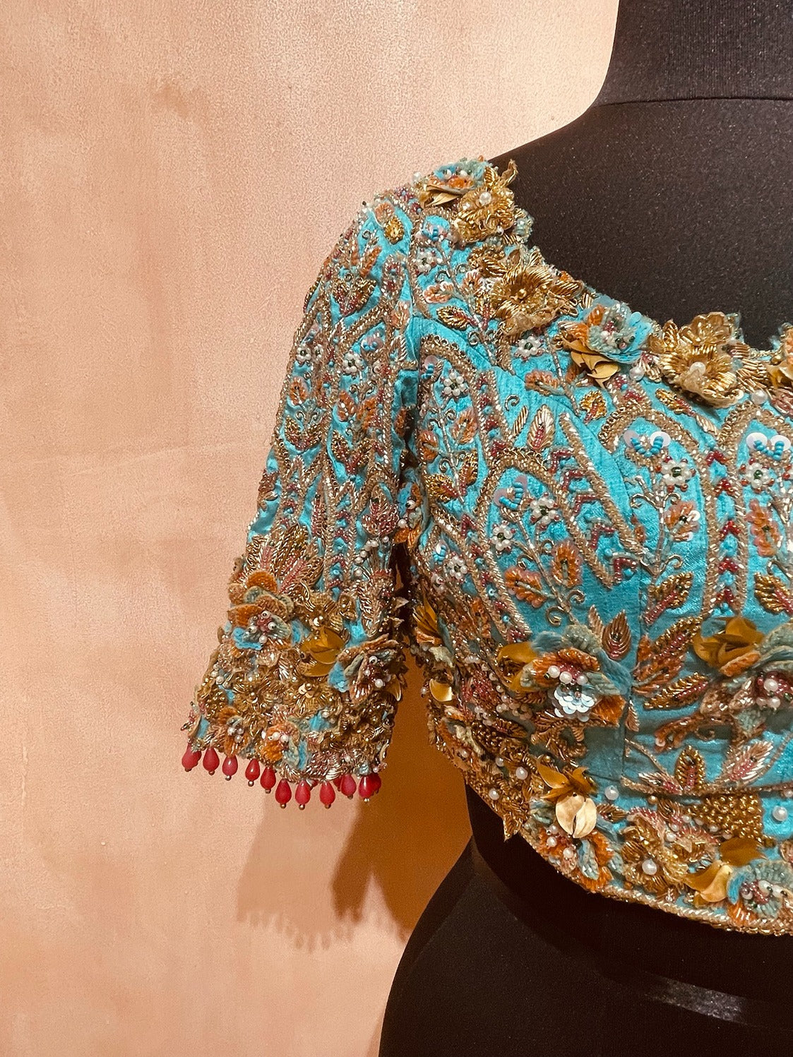 3d floral cutedge zardosi & sequin blouse