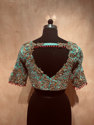 3d floral cutedge zardosi & sequin blouse