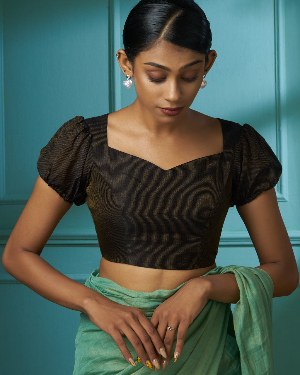 Women's Cotton Sari Blouse Designer Puff Sleeves Readymade Stitched  Top Choli | eBay