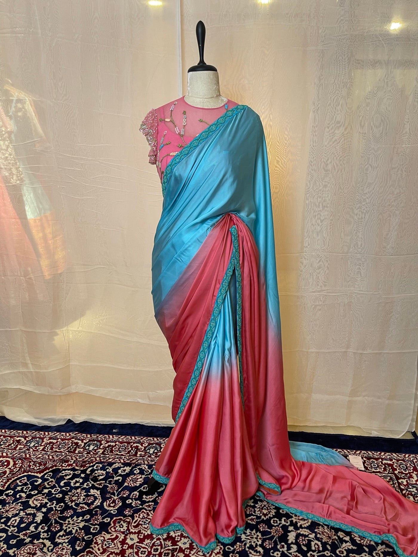 Dual Shade Satin Saree
