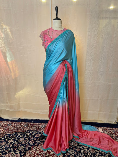 Dual Shade Satin Saree