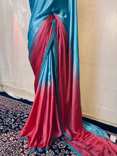 Dual Shade Satin Saree