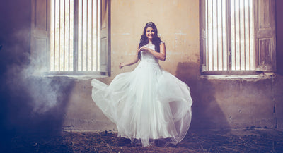 High neck cap sleeve white tulle gown