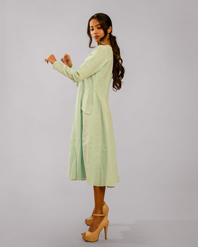 Pista Green Front Open Slit With Cross Flap Pockets