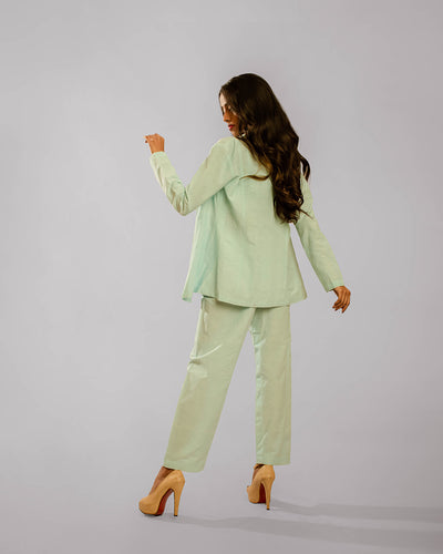 Light Green Notch Lapel Regular Jacket With Cigar Pants