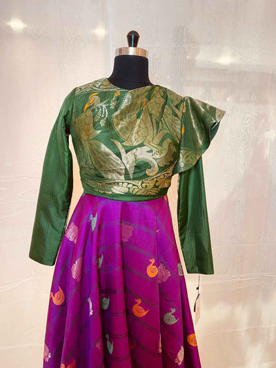 Purple and Bottle Green Indo-western Gown