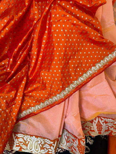 Peach and orange Embroidered border saree